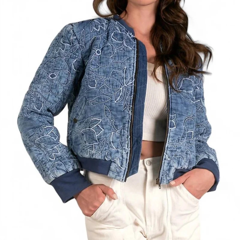 ELAN Quilted Jacket In Navy - Blue - L | Verishop