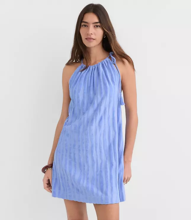 LOFT Beach Striped Terry Mini Halter Dress | LOFT