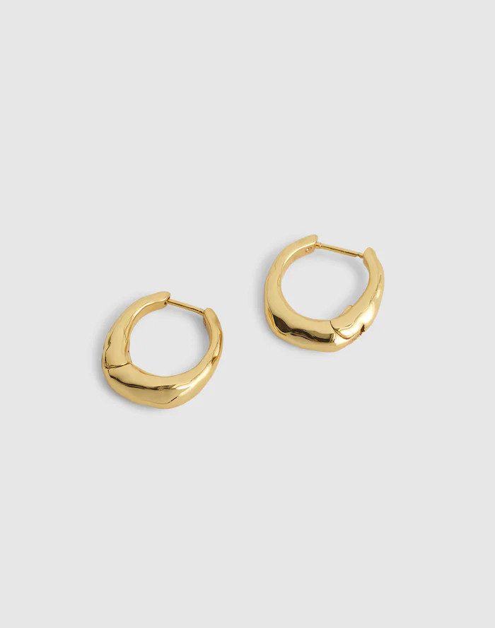 Hammered Puffy Small Huggie Hoop Earrings | Madewell