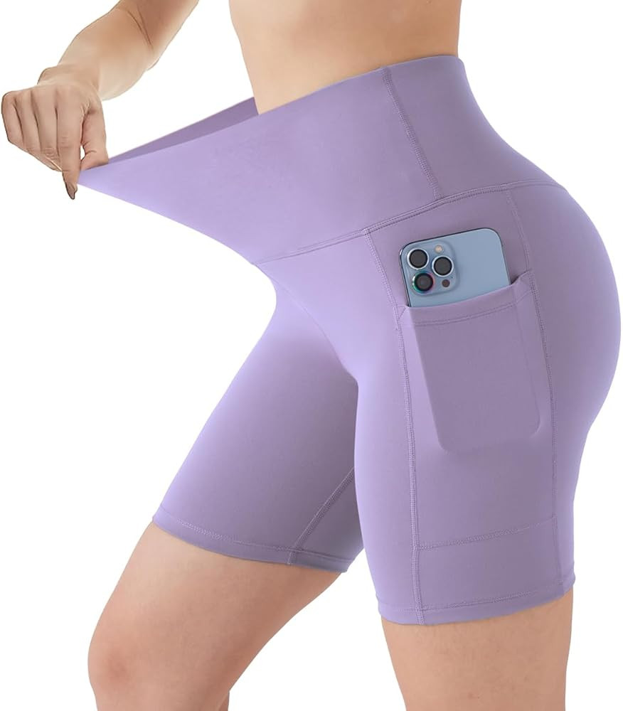 DOTDOG Biker Shorts for Women High Waist Yoga Shorts 6" Inseam Tummy Control Gym Shorts Workout S... | Amazon (US)