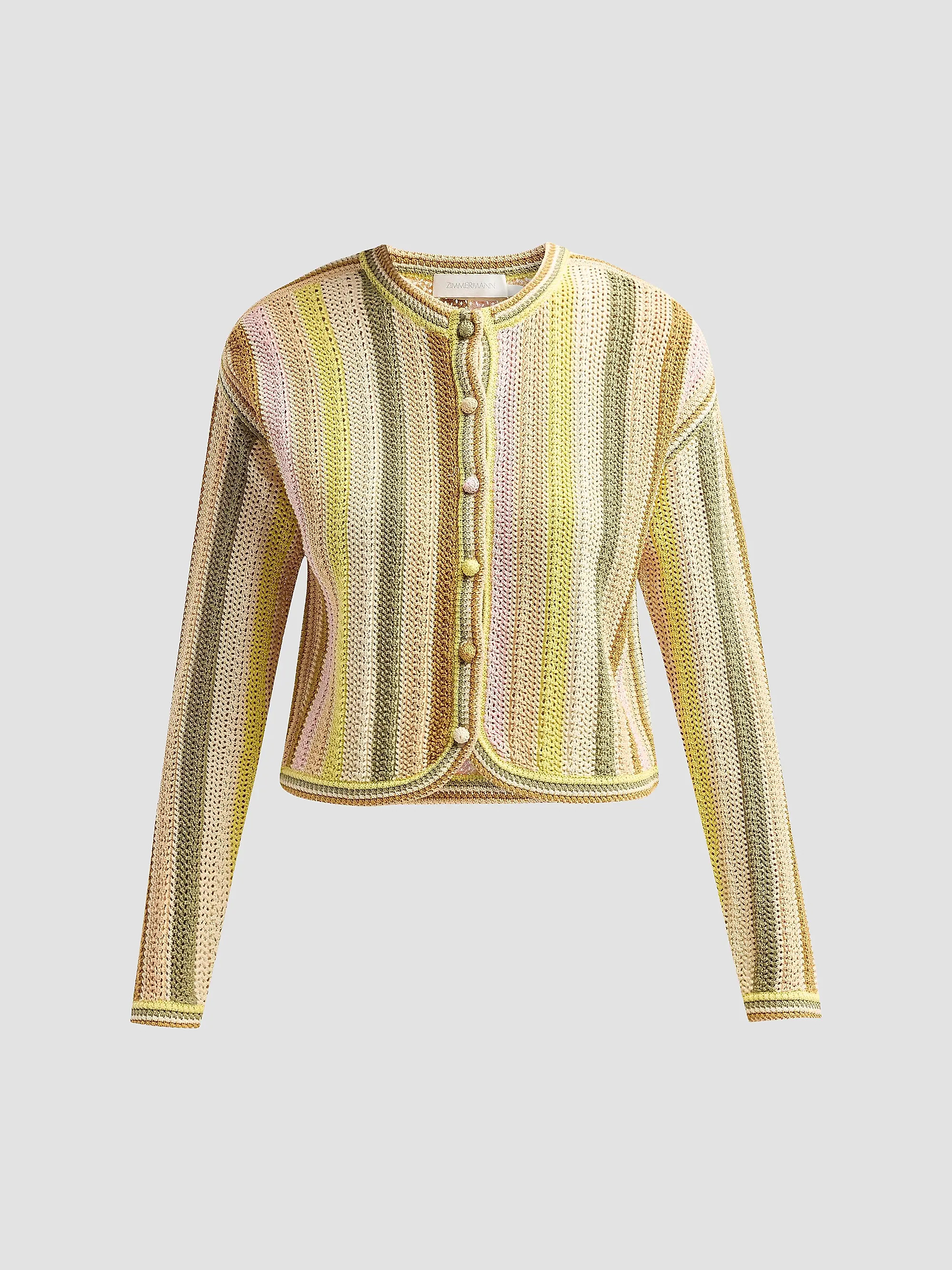 Indra Striped Crochet Cotton Cardigan | Saks Fifth Avenue