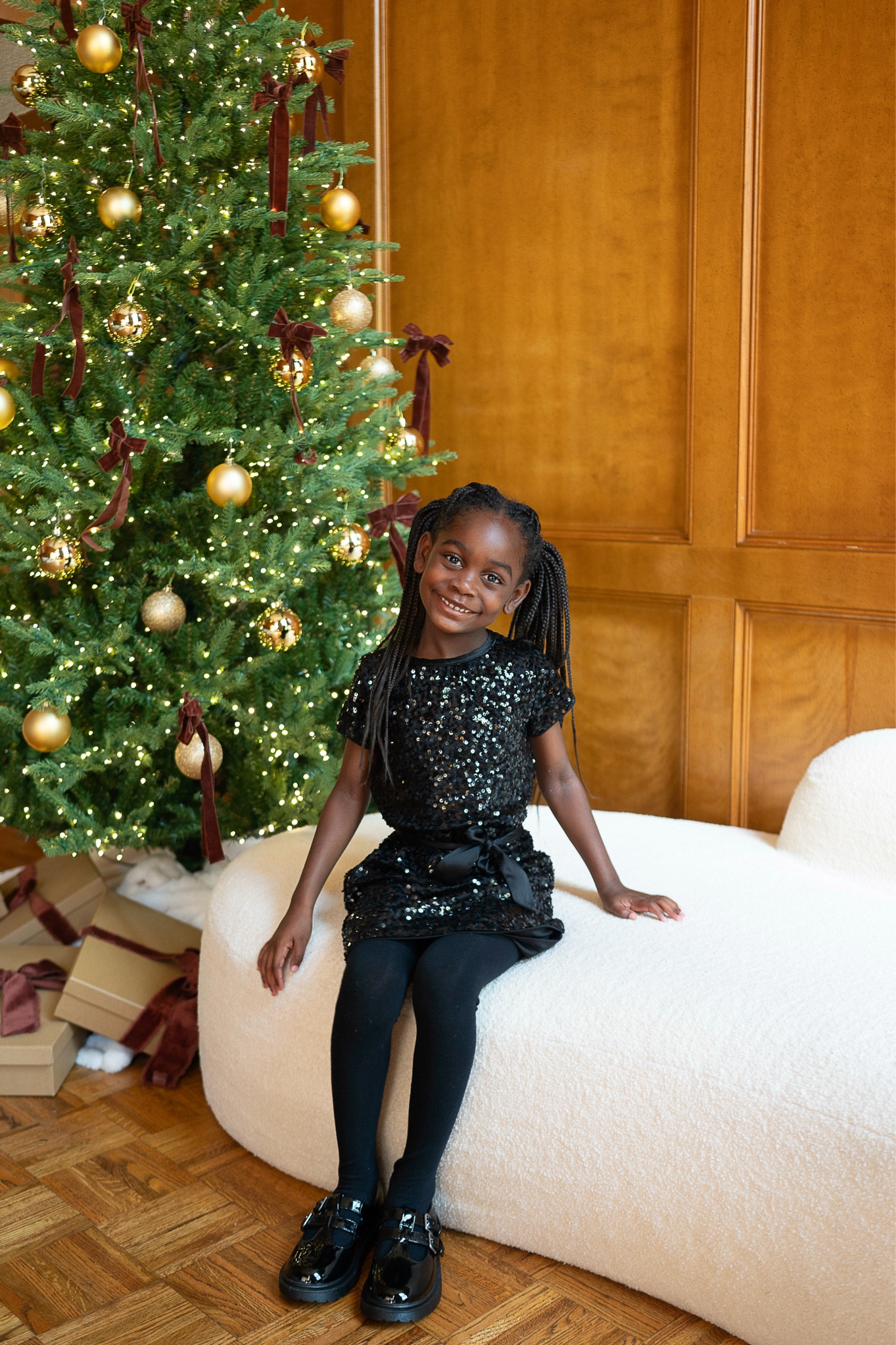 Kids black sequins dress, black tights, black Maryjane flats - viral Christmas tree. Velvet bows, I cut the garland and just used the bows for the tree 

#LTKKids #LTKParties #LTKHoliday