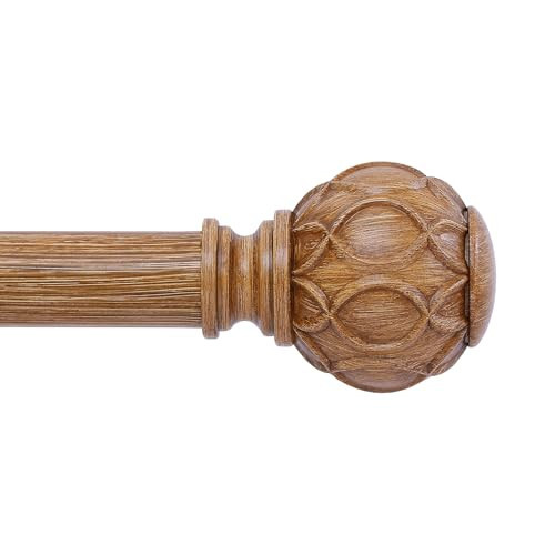 HTZON Wood Curtain Rods 28 to 48 Inch,1 Inch Adjustable Curtain Rod,Netted Wooden Window Curtains Rods,Farmhouse Rustic Heavy Duty Curtain Rods,Brown Wood Grain Decorative Single Drapery Rods 18-45" | Amazon (US)