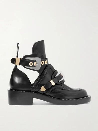 Balenciaga - Cutout Glossed-leather Ankle Boots - Black | NET-A-PORTER (US)
