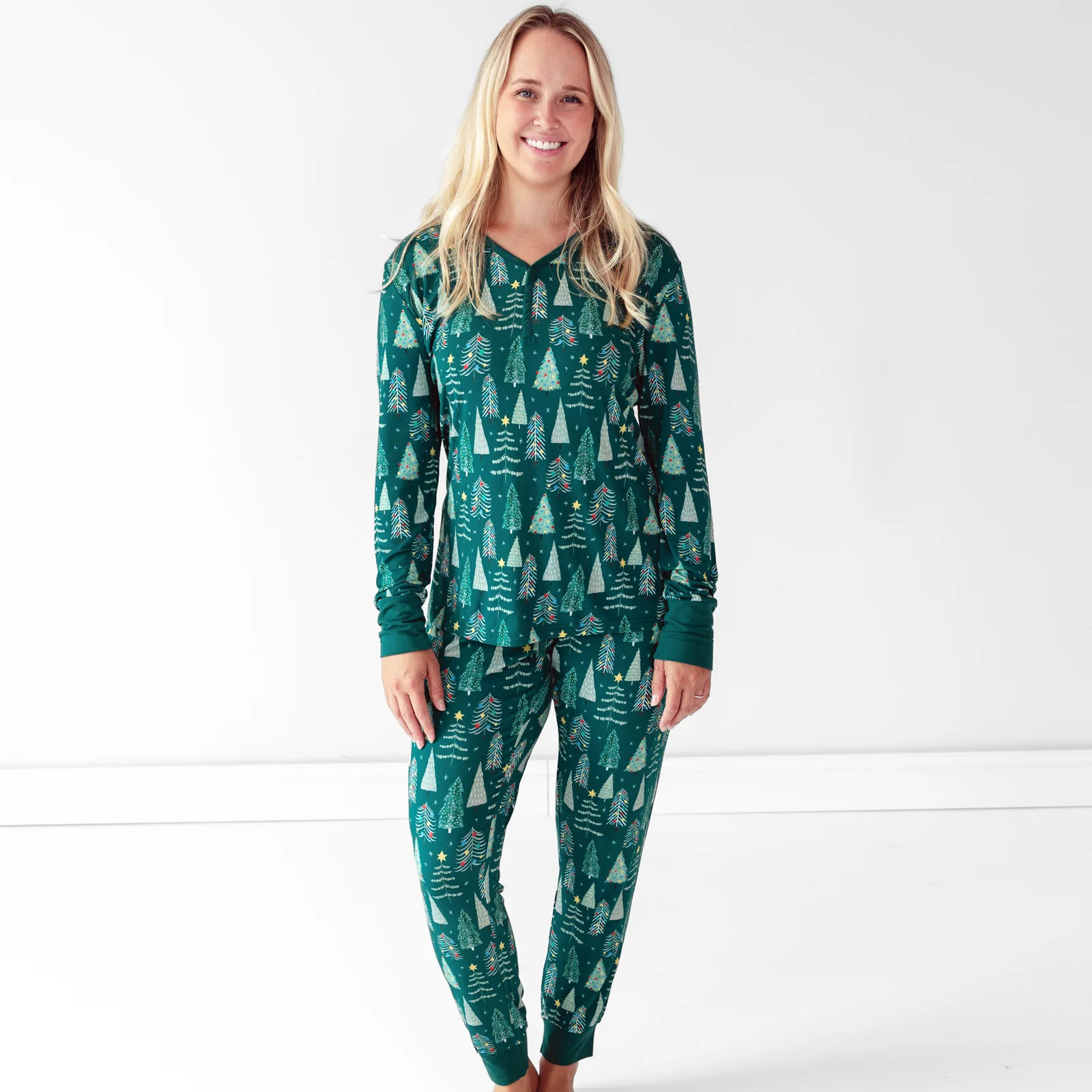 Green Twinkling Trees Men's Pajama Pants | Little Sleepies