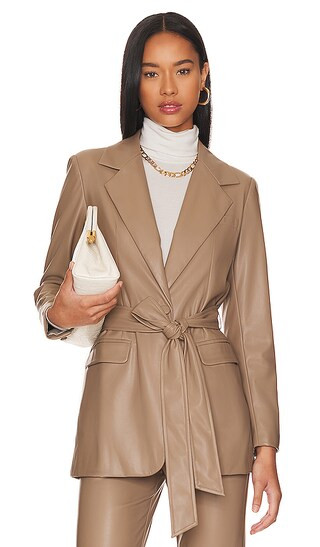 Bardot Vegan Belted Jacket in Taupe | Revolve Clothing (Global)
