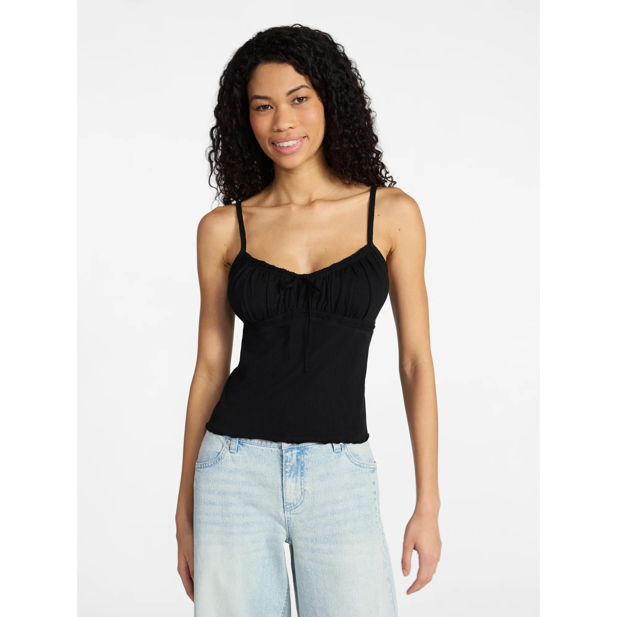 No Boundaries Lace Trim Cami, Women’s XXS-XXL | Walmart (US)