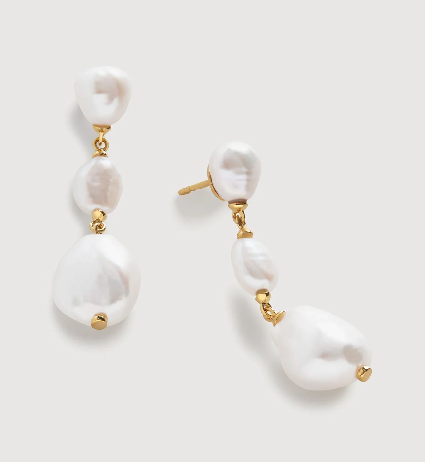 Nura Triple Drop Irregular Pearl Earrings | Monica Vinader (Global)