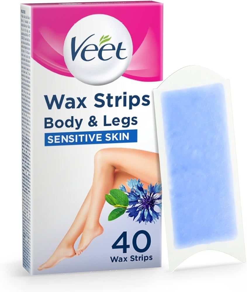 Veet Cold Wax Strips, Hair Removal, Legs & Body, Sensitive Skin, 40 Strips, 4 Finish Wipes | Amazon (UK)