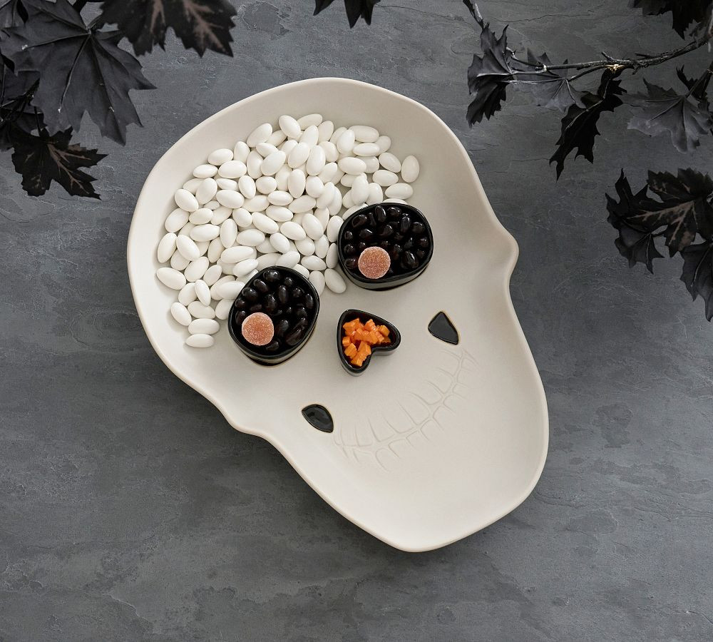Figural Skull Stoneware Condiment Server | Pottery Barn (US)