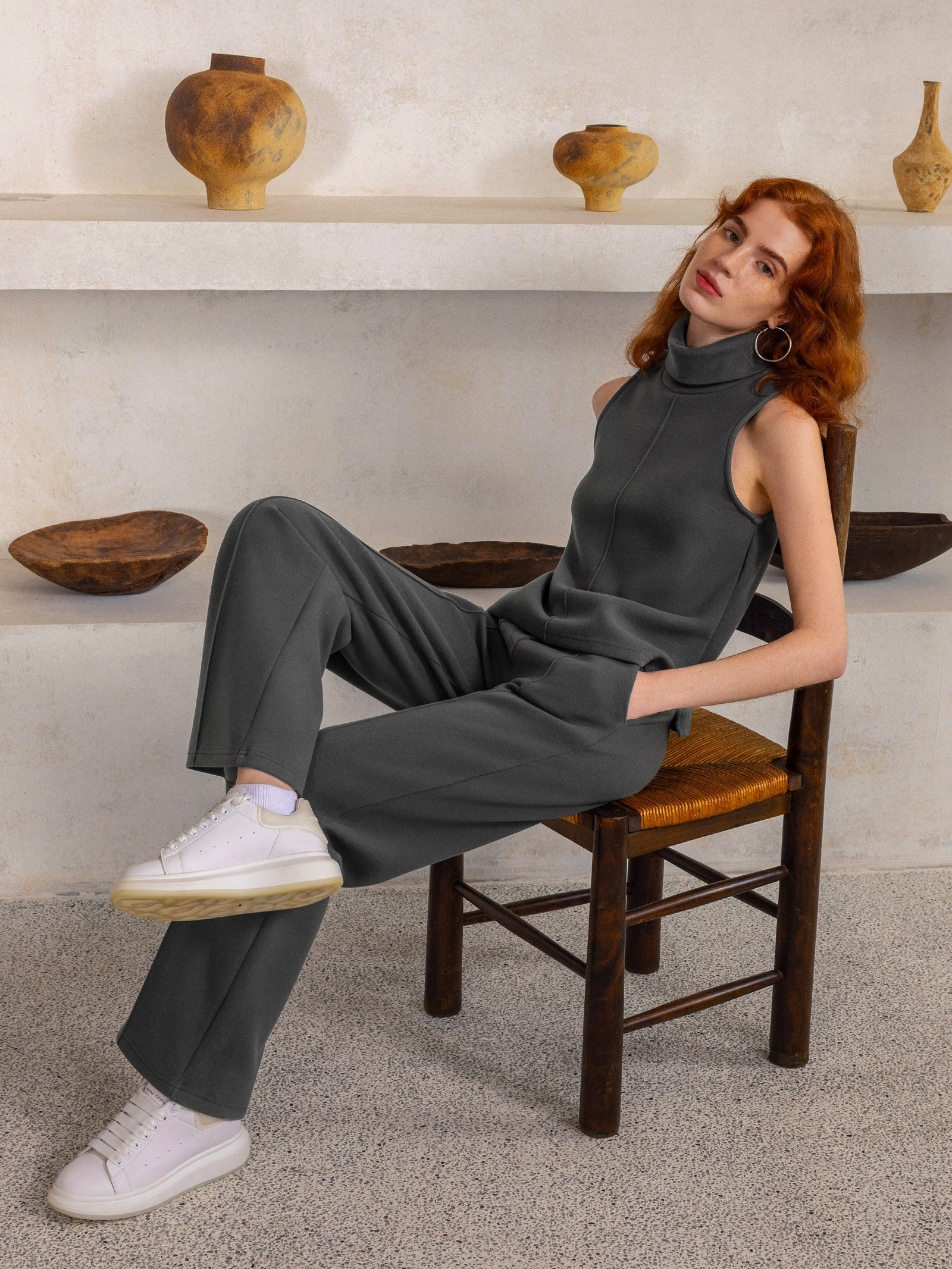 High Waisted Straight Leg Pull On Pant | OGLmove