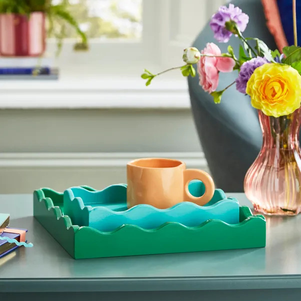 Sophie Robinson Set of 2 Wavy Edge Trays | Dunelm (migrated)