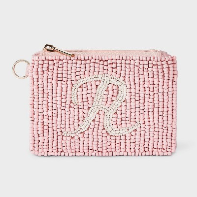 Beaded Monogram Letter R Pouch - A New Day™ Light Pink/R | Target