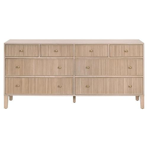 Mira Coastal Beach Natural Oak Wood Iron Pulls Double Dresser | Kathy Kuo Home