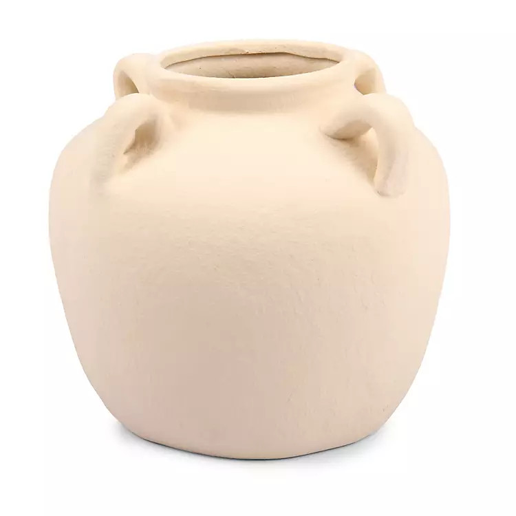 New! Ivory Ceramic Jug Vase with Four Handles, 8 in. | Kirklands