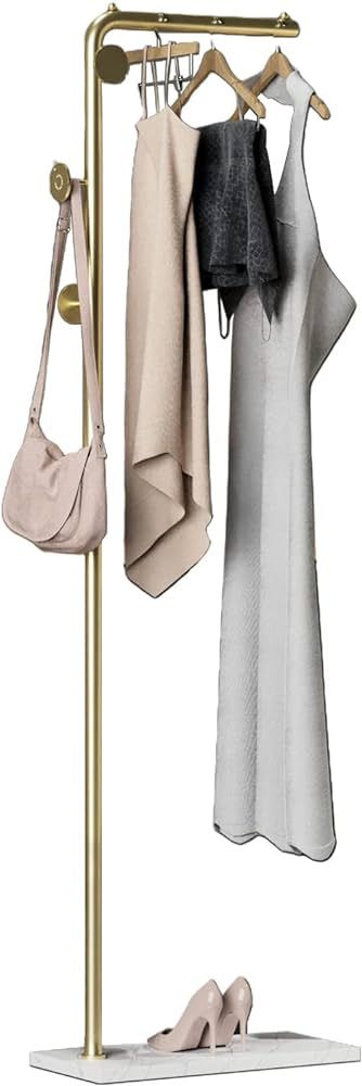 Coat Rack Stand, Gold Clothing Rack Freestanding with Satin Steel Finish and Natural Stable Marbl... | Amazon (US)