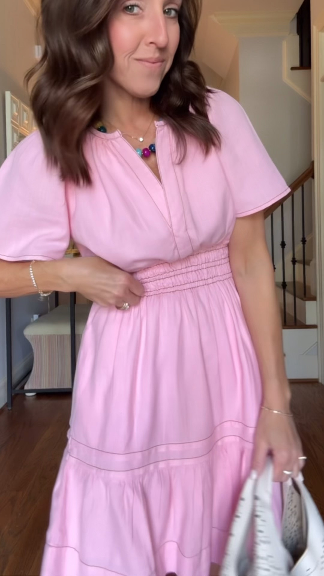 Somerset mini dress in a pretty pink denim. Anthropologie dress. @Anthropologie #anthropartner
Size XS. 

#LTKootd #LTKSeasonal #LTKOver40