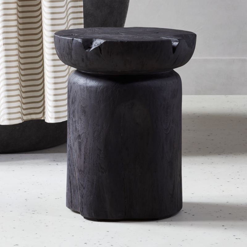 Modern Black Teak Wood Bathroom Stool + Reviews | CB2 | CB2