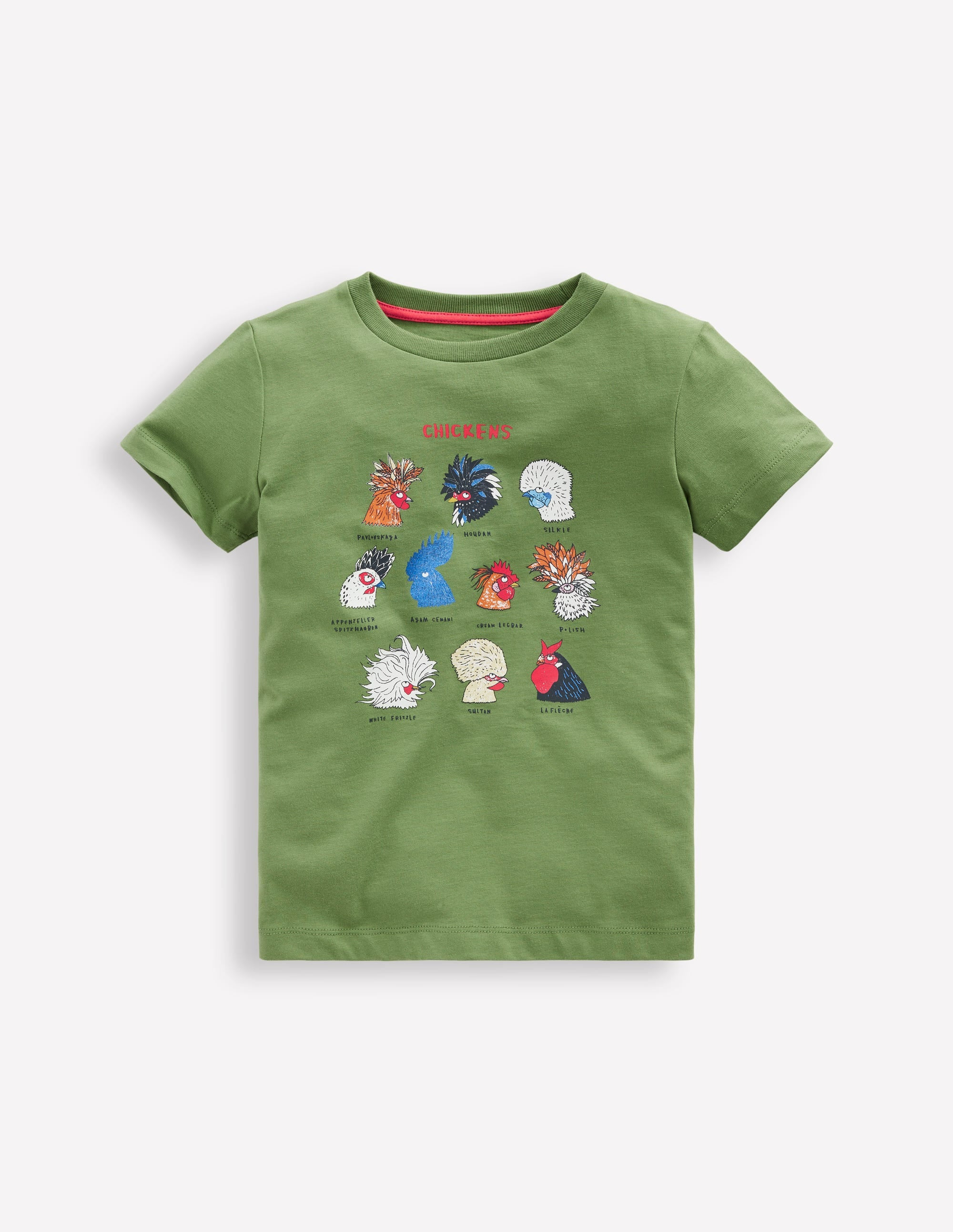 Short Sleeve Printed T-Shirt-Leaf Green Chickens | Boden (US)