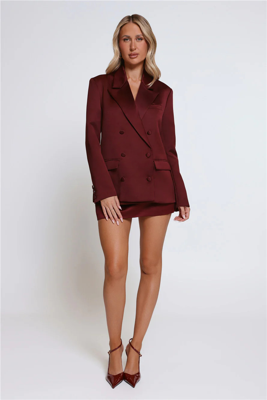 Boss Babe Energy Satin Blazer Wine | Hello Molly (US)