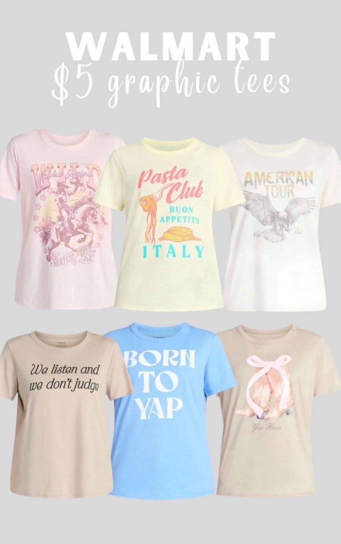 $6 graphic tees at Walmart 

#LTKMidsize #LTKSpringSale #LTKmomlife