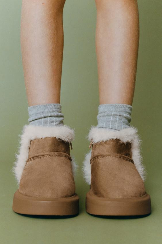 FAUX FUR ANKLE BOOTS | Zara UK