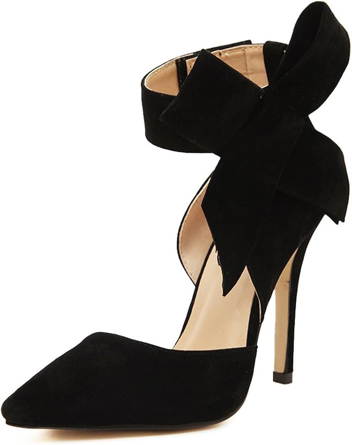 fereshte Women's Bowknot Pumps D'Orsay Pointy Toe Stiletto High Heel Dress Shoes | Amazon (US)