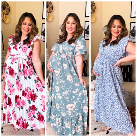 Best haul ever from Shein! All dresses are bump and nursing friendly. Wearing my normal size XL in all 3. Maternity fashion. Shein maternity. Nursing dress. Spring dress. Spring Wedding guest dress. Vacation dress. Bump fashion. 

#LTKsalealert #LTKwedding #LTKbump