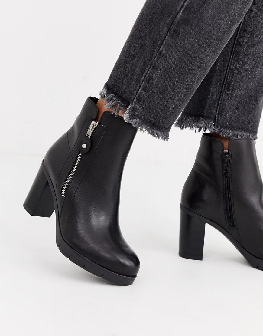 ALDO Giolia side zip leather heel boot-Black | ASOS (Global)