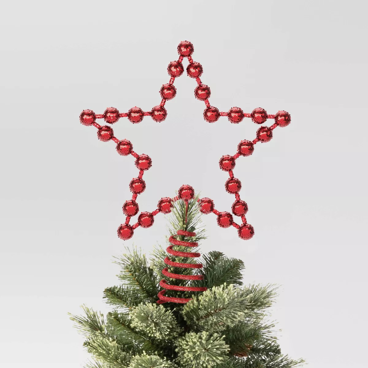 9" Glittered Ball Star Metal Christmas Tree Topper Red - Wondershop™ | Target