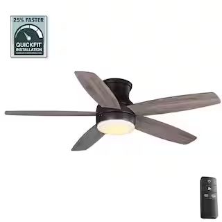 Ashby Park 52 in. White Color Changing Integrated LED Bronze Ceiling Fan with Light Kit and Remot... | The Home Depot