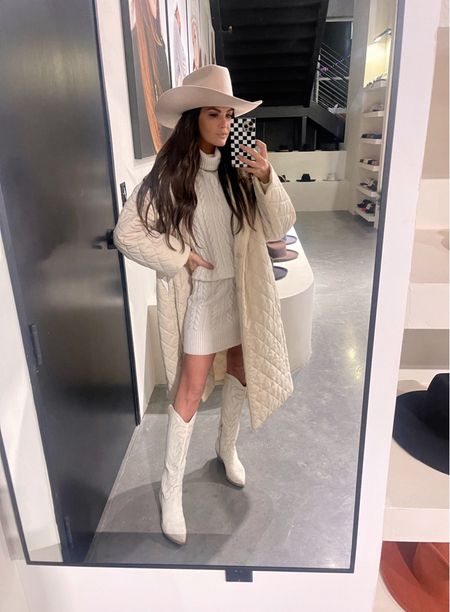 Winter Whites Outfit
-
Gigi Pip Western Hat - Code: Kristin15
Sweater Dress - under $50
Quilted jacket - My color is sold out but I linked another color and similar items! 



#LTKstyletip #LTKSeasonal #LTKshoecrush