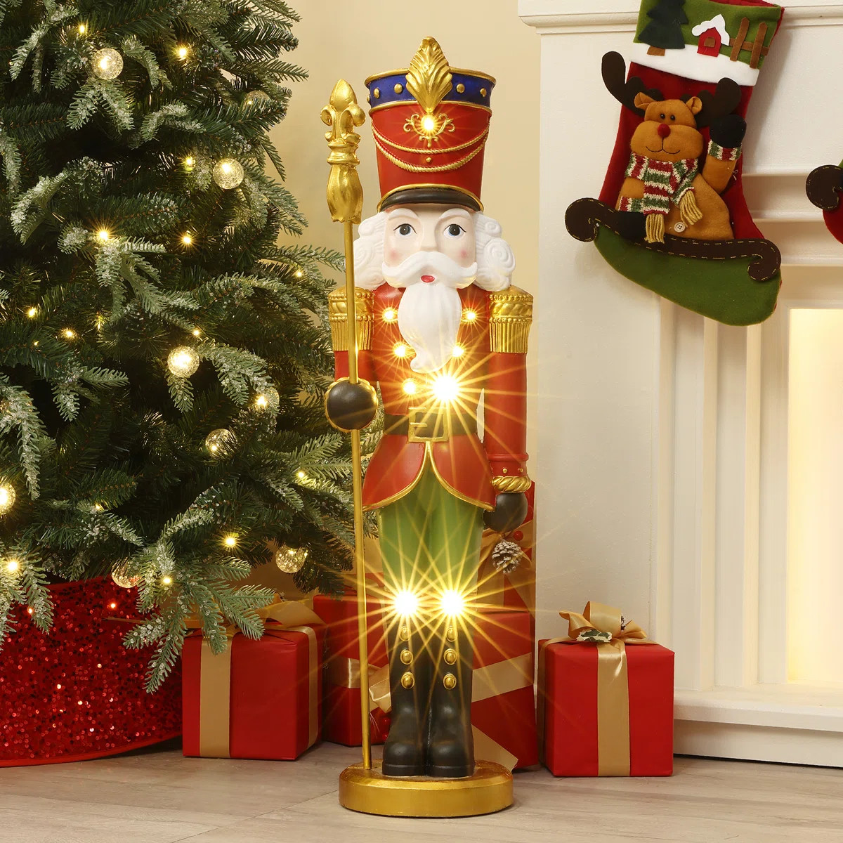 3Ft Lighted Nutcracker Soldier with Scepter, Battery Operated Christmas Decoration | Wayfair North America