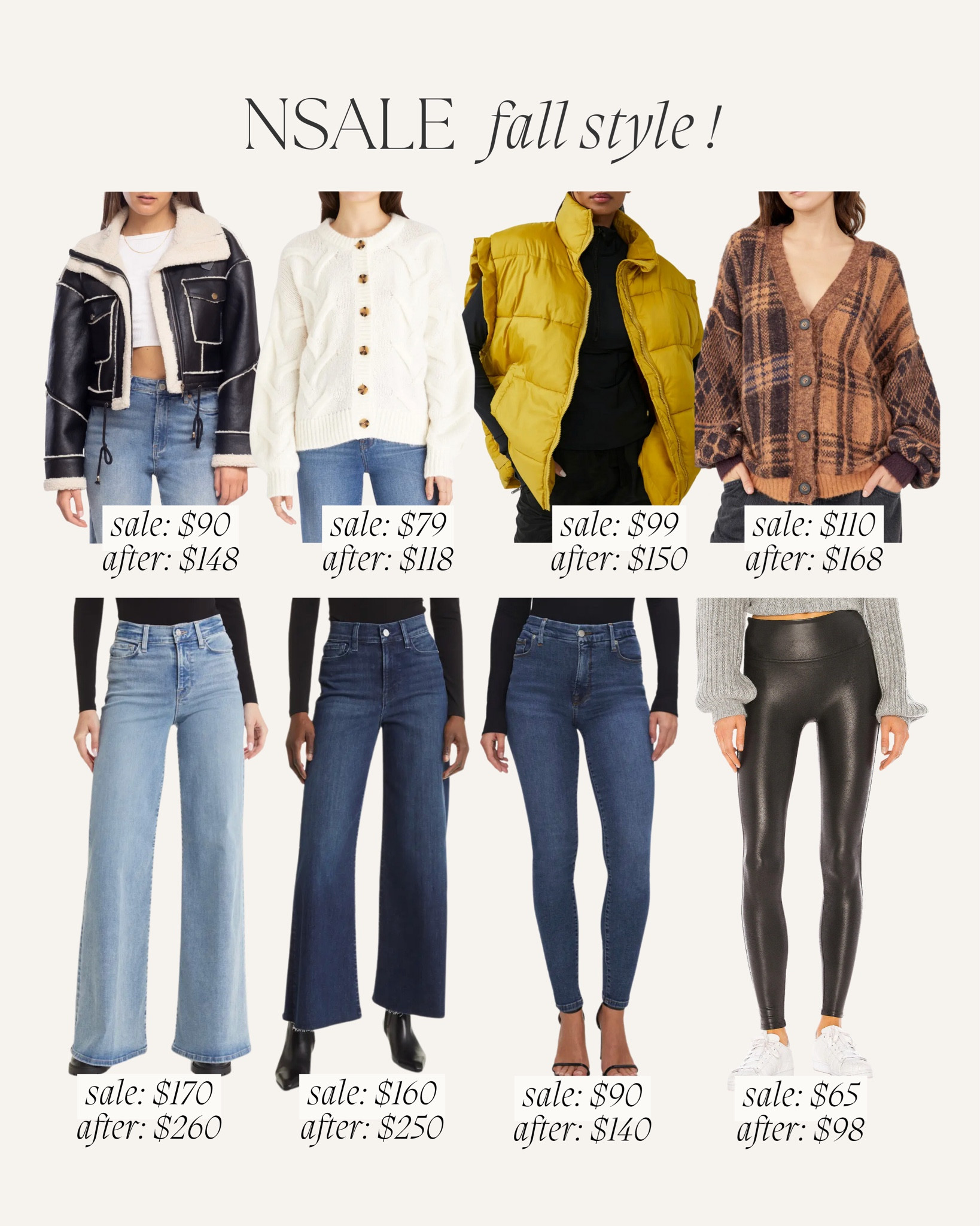 Fall fashion on sale - log into your Nordstrom account to access when you can shop the sale 🫶🏼 Free people, good American, sweaters, love this vest!! Denim on sale & my fave leather leggings (size up if between sizes they run snug) 

#LTKxNSale #LTKunder100 #LTKsalealert