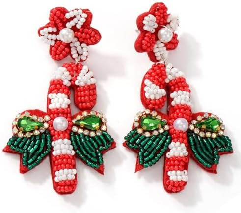 Christmas Tree Beaded Statement Dangle Earrings for Women - Handmade Tree Drop Dangling Jewelry, ... | Amazon (US)