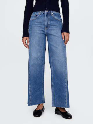 High Rise Stride Wide-Leg Ankle Jeans | Gap (CA)
