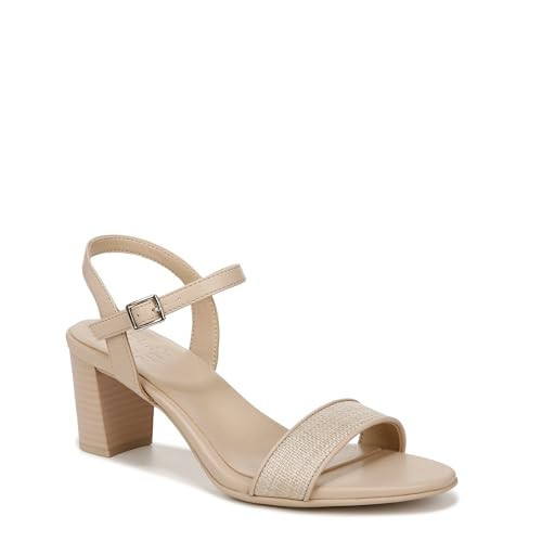 Naturalizer Womens Bristol Ankle Strap Block Heel Dress Sandal Tan Straw Raffia 9.5 W | Amazon (US)