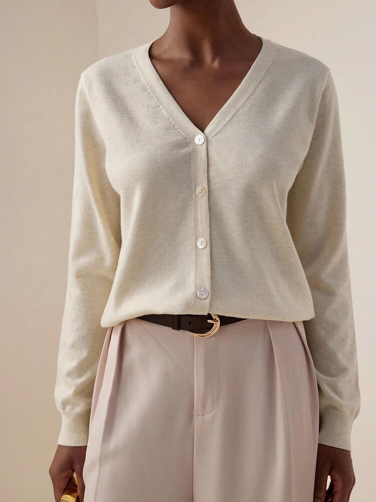 Vesra Women's Solid Color Long Sleeve Single-Breasted Casual Knitted Cardigan, Autumn Fall Winter Cloth For Women | SHEIN