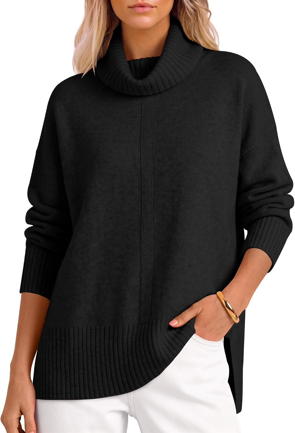 ANRABESS Womens Oversized Cowl Neck Cozy Batwing Long Sleeve Fall Sweater | Amazon (US)
