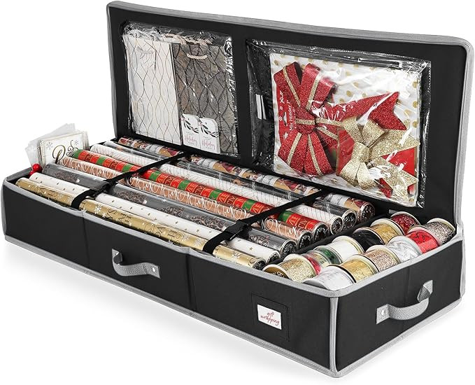 Hearth & Harbor Wrapping Paper Storage Container - Christmas Storage Bag with Interior Pockets - ... | Amazon (US)