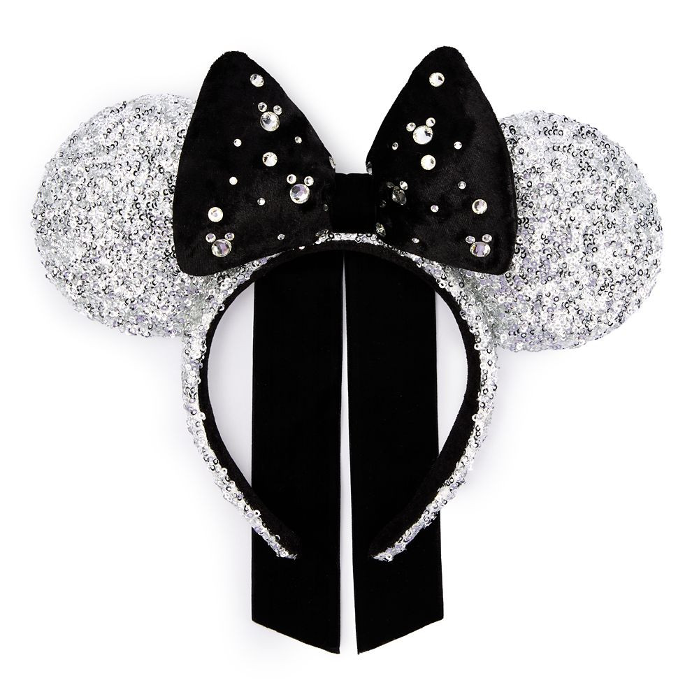 Minnie Mouse Sequined Ear Headband for Adults – Silver | Disney Store
