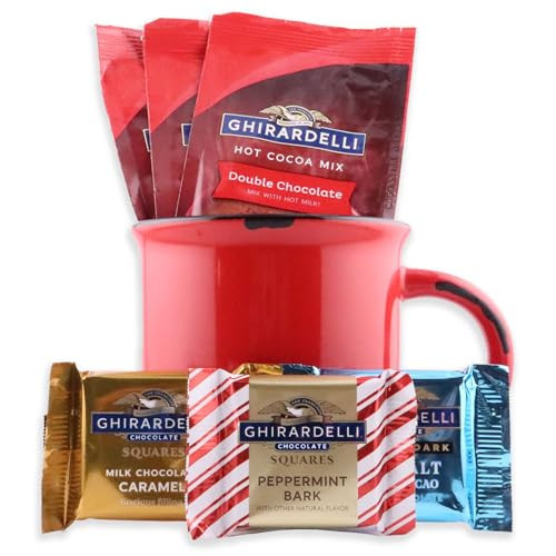 Gourmet Hot Chocolate Gift Sets by Happy Packs | Red Ceramic Mug with Ghirardelli Hot Chocolate Mix & Chocolate Squares | Christmas Gifts for Women & Men 2024 | Amazon (US)