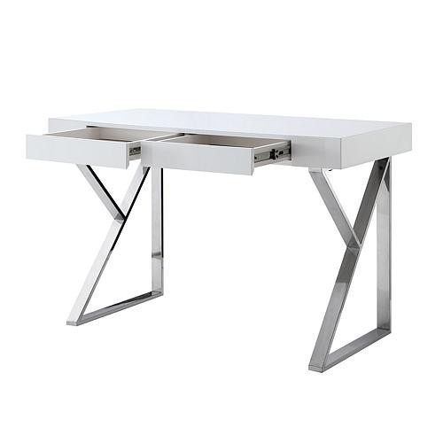 Inspired Home 2-Drawers Writing Desk - Krystal - White | HSN