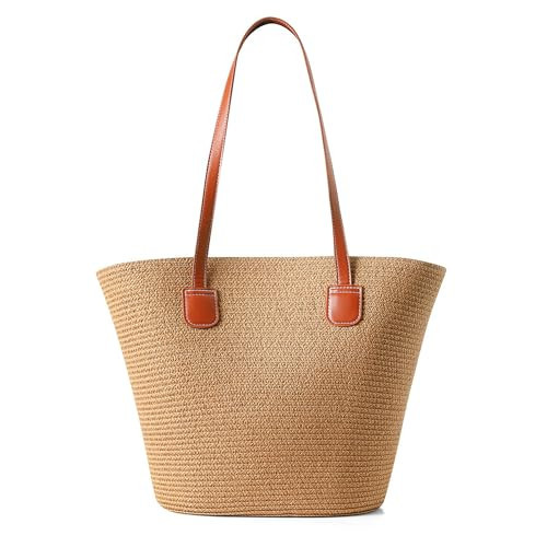 Straw Bags For Women | Travel Straw Totes Bag, Summer Woven Shoulder Bag Handbag | Amazon (US)
