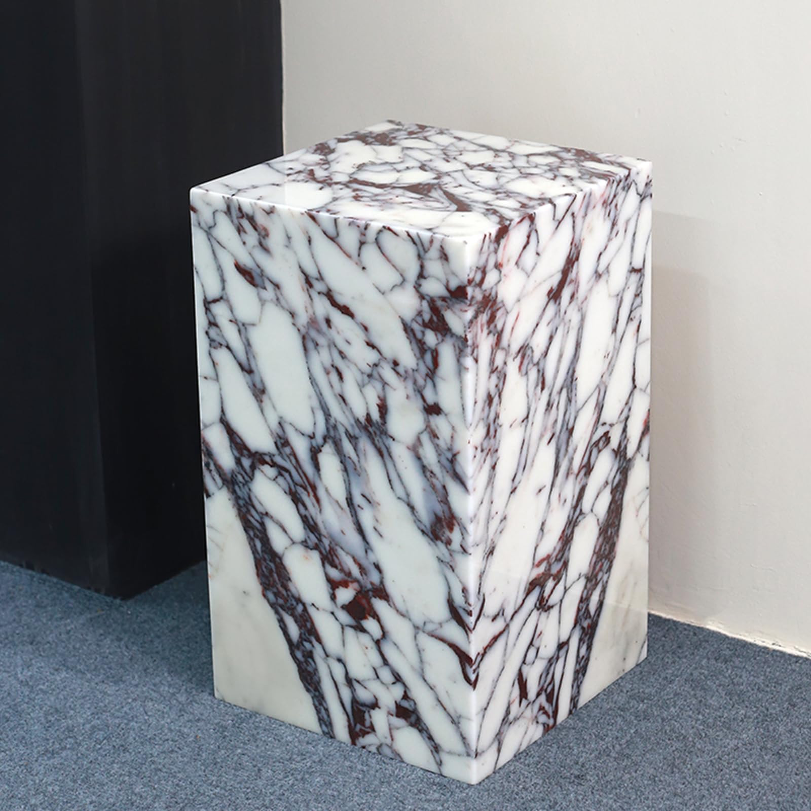 Luxury Marble Side Table,Square End Table for Modern Sofa and Bed, Living Room, Sofa, Bedroom（Calacatta Viola） | Amazon (US)
