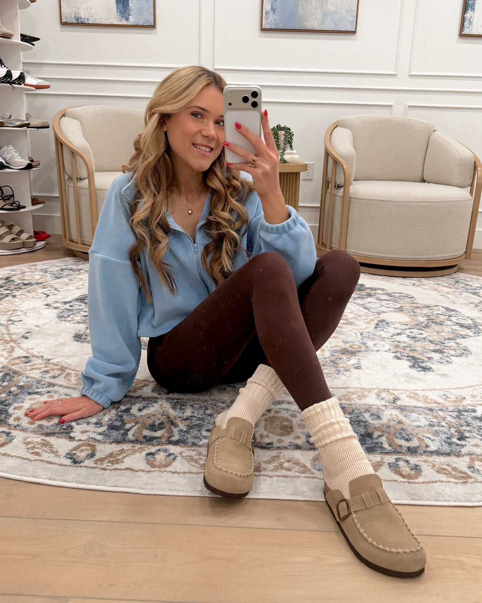 This soft zip-up is such a comfy winter basic — lightweight, warm, and the prettiest shade of blue. Paired it with cozy leggings, fuzzy socks, and my go-to clogs for a relaxed, casual look I’ll be living in all season. Wearing a small in the zip-up!

#LTKTall #LTKActive #LTKSeasonal