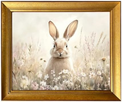 Gold Framed Easter Wall Decor Vintage Artwork For Walls Rabbit Picture Decor Patter Animal Farmho... | Amazon (US)