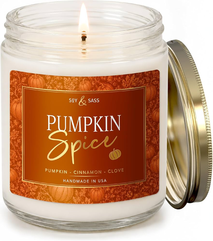 Pumpkin Spice Candle, Fall Candles - 'Pumpkin Spice' Scented Soy Candle for Home, Fall Scented Ca... | Amazon (US)