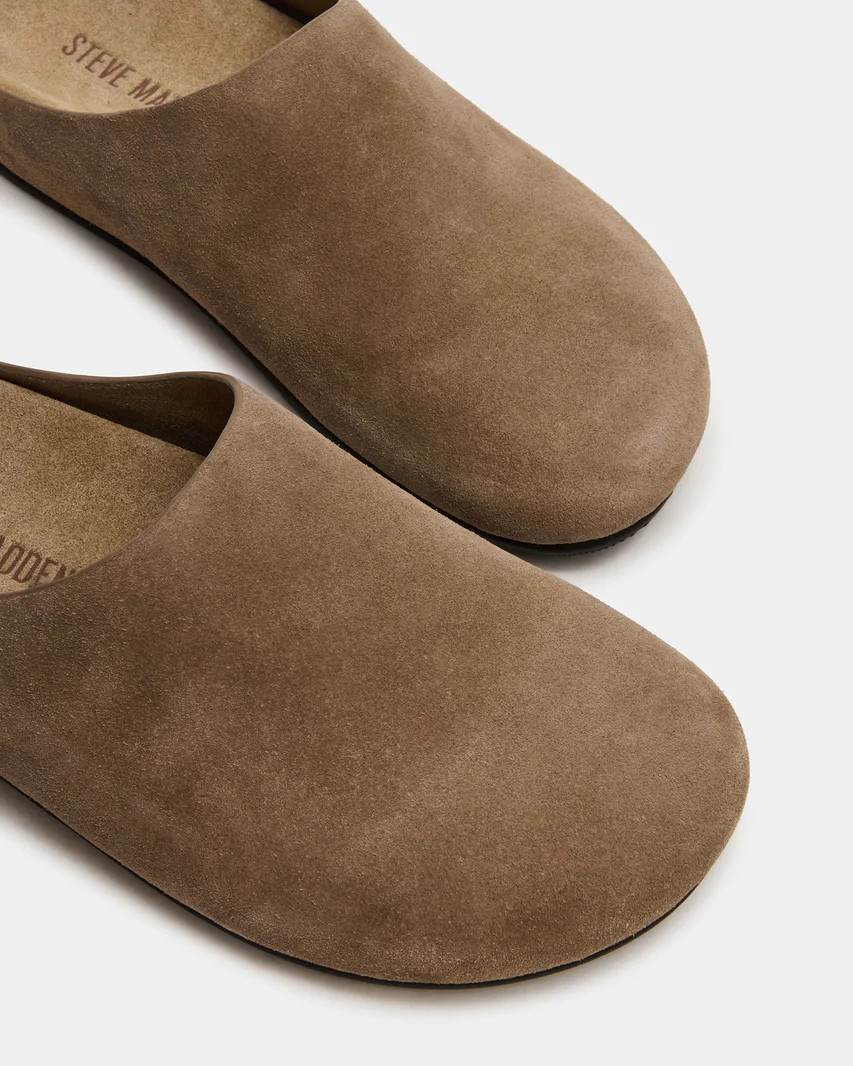 FERN Taupe Suede Mule Slip-On Round-Toe Women's Flat | Steve Madden (US)