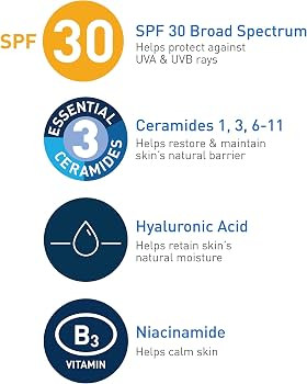 CeraVe AM Facial Moisturizing Lotion with SPF 30 | Oil-Free Face Moisturizer with SPF | Formulate... | Amazon (US)